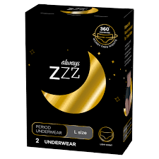 ALWAYS ZZZ PERIOD UNDERWEAR LGE 2PK /4 PJ DISTRIBUTORS